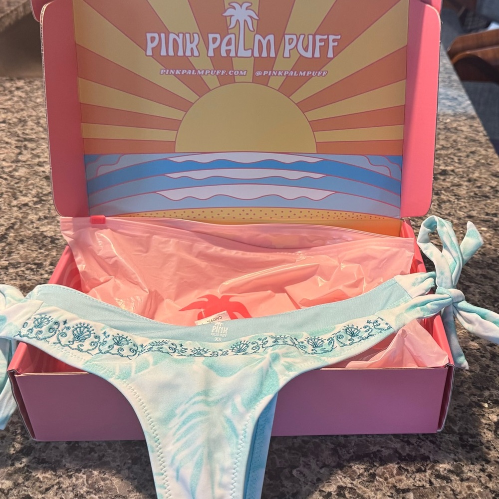Pink Palm Puff LiLa bikini bottoms bahama bliss